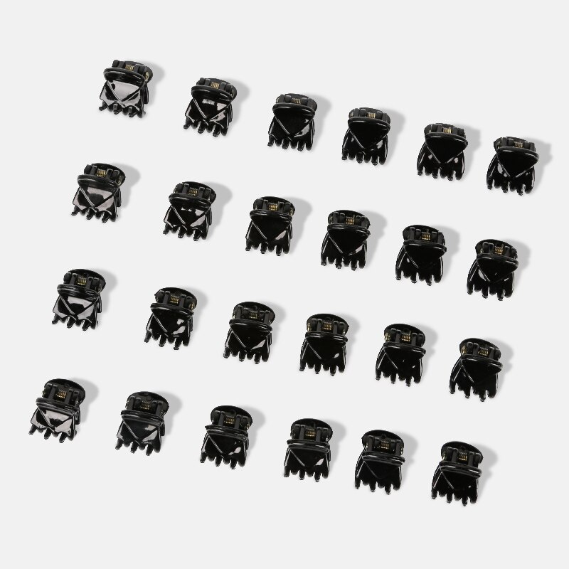 12-24 st/kartong svart mix färg liten flicka babysäker plast hår klämmor hårnålar flickor koreansk stil hårstyling accessoarer: 1.5cm ljus svart