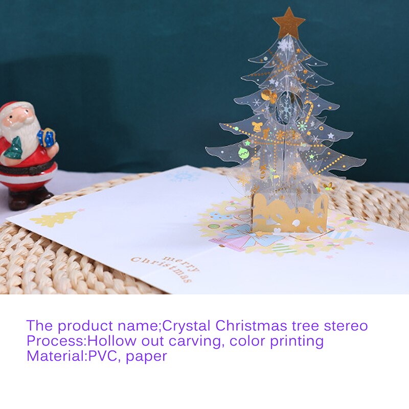 3d Crystal Paper Sculpture Christmas Tree Greeting Card Xmas Home Tabletop Blessing Card Decoration Crystal Tree