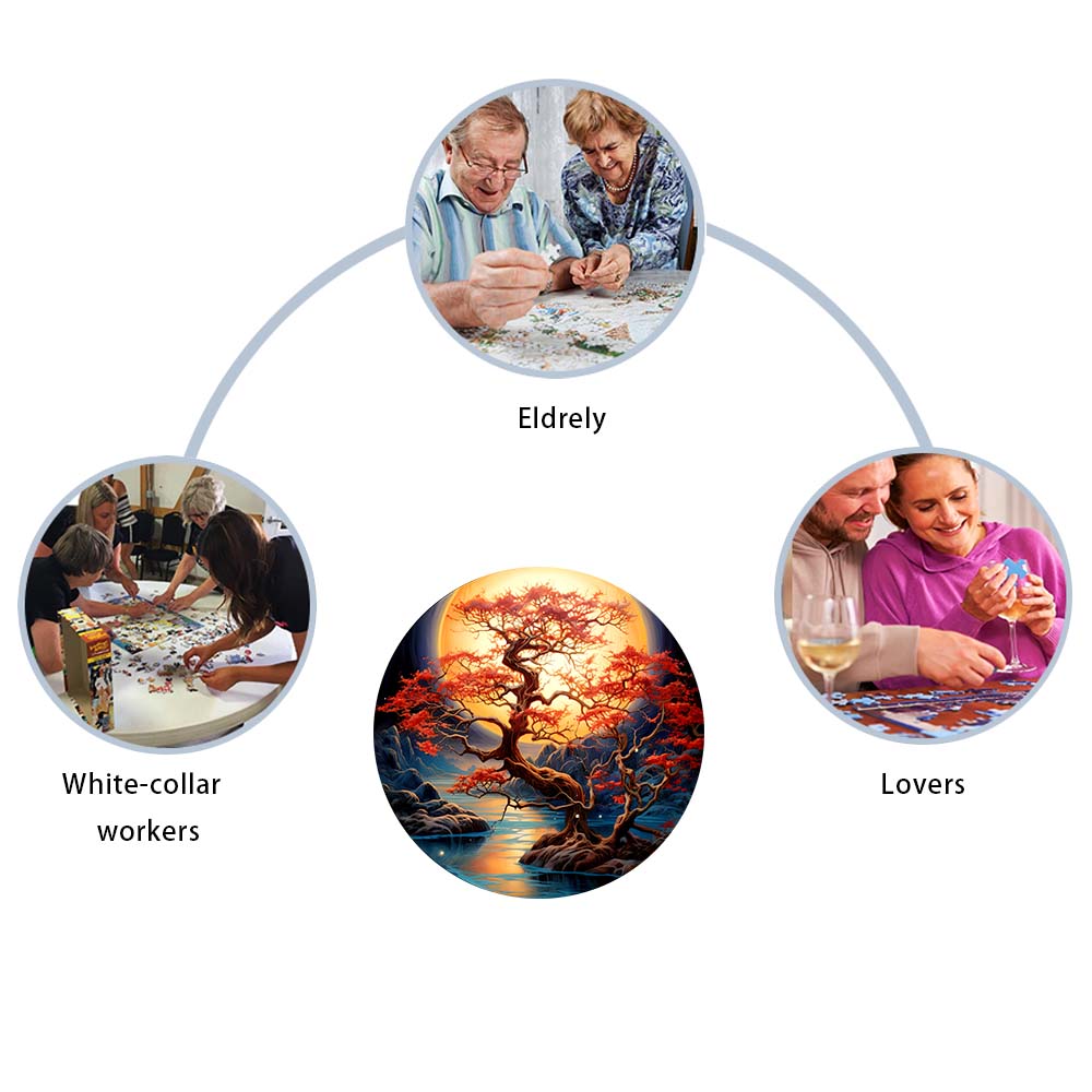 Wooden puzzle Autumn color tree delicate box Valentine's Day Irregular animal shape Christmas puzzle adult decompressi