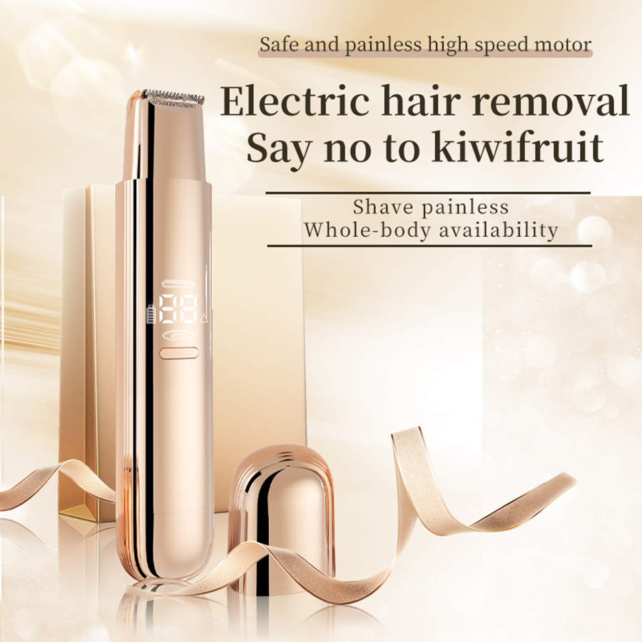 Kvinders elektriske barbermaskiner 2 in 1 dobbelthoved smertefri bikinitrimmer våd og tør brug til kvinder kønsbehåring aftageligt hoved elektrisk barbermaskine