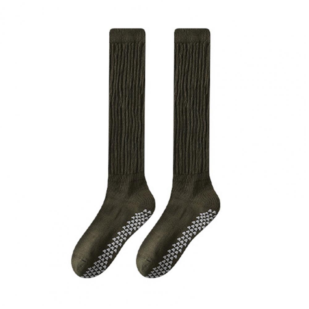 Damen Yoga Socken Rutschfeste Pilates Yoga Kompressionssocken mit Silikonunterseite Winter Beinwärmer: Schwarz