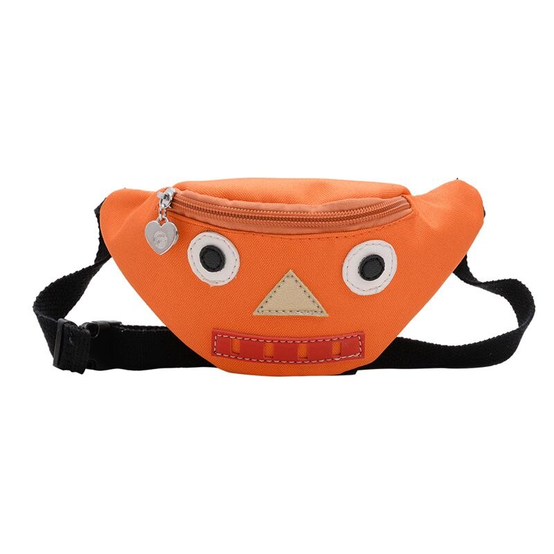 Enfants couleur unie bande dessinée mignon impression sacs à bandoulière pour enfants garçons filles décontracté taille Fanny ceinture paquets toile Zipper poitrine sacs: orange