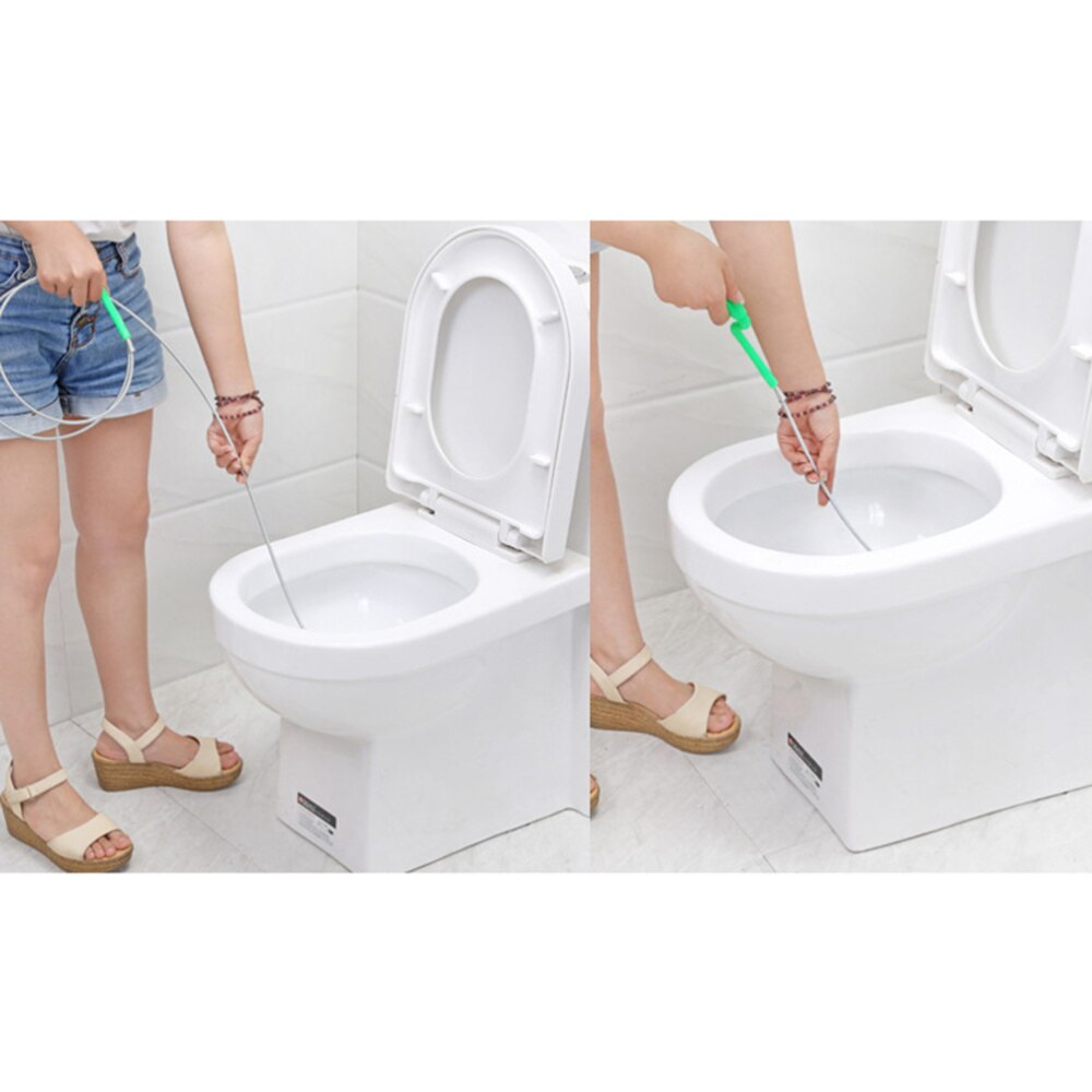 2Pcs Hand-Operated Pipe Cleaner Verlengen Draad Lente Baggeren Voor Badkamer Bad Wc Aanrecht