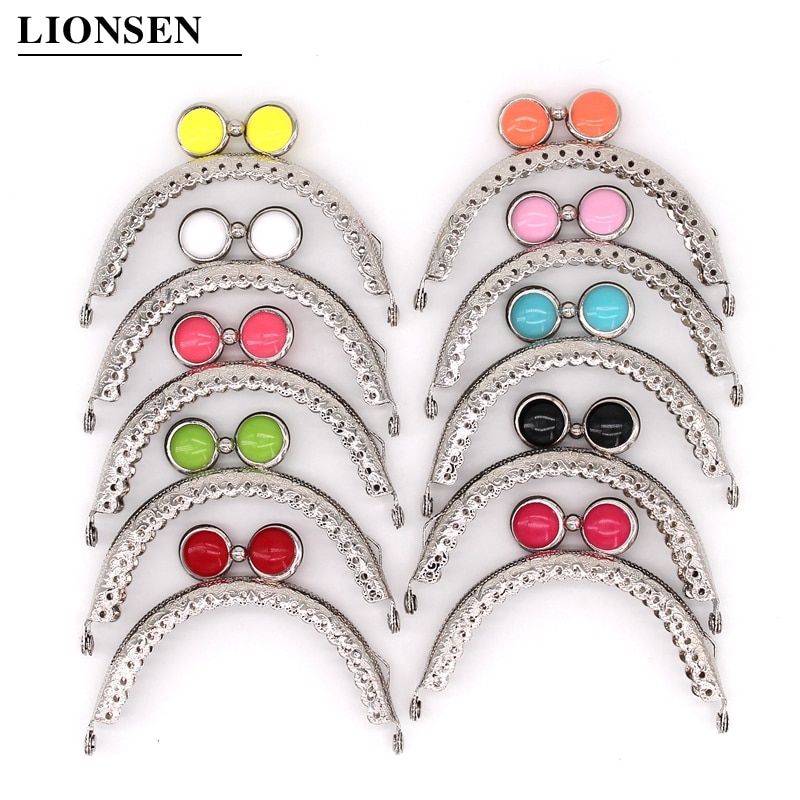 Lionsen 8.5cm flad perle sølv metal pung ramme håndtag til clutch taske håndtaske tilbehør fremstilling kyss lås lås