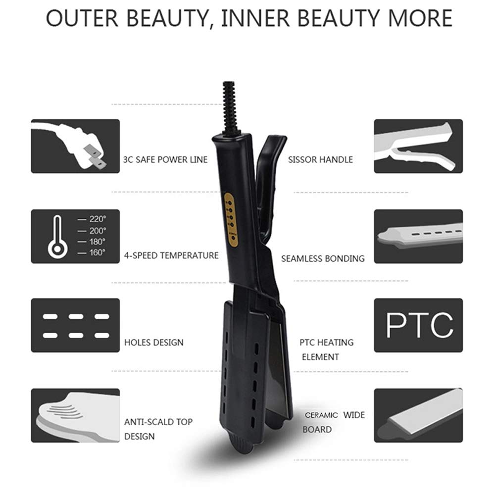 Hair Straightener Four-gear temperature adjustment Ceramic Tourmaline Ionic Flat Iron Steam Sraightening Iron Widen panel