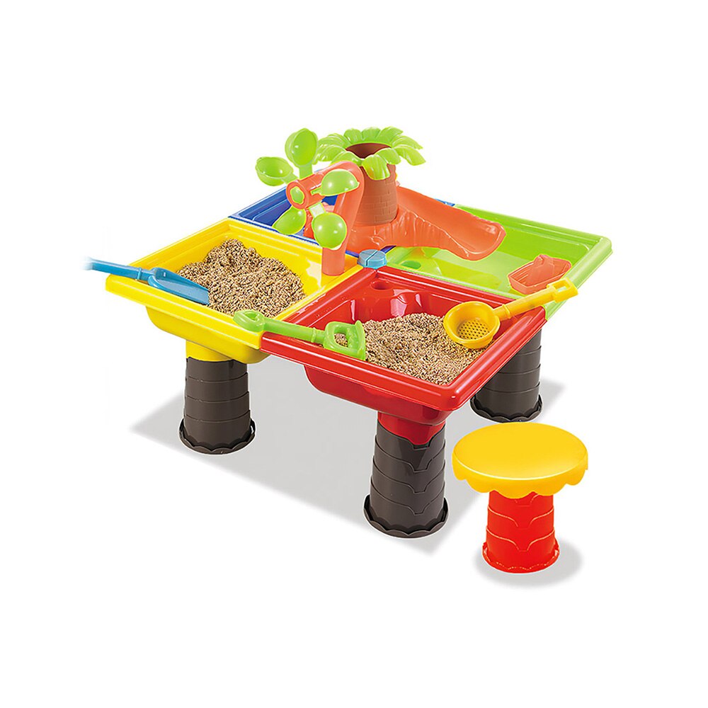 Baby leg vand sand uddybning spand vand hjul bord legetøj sommer strand bord spille sand pool sæt udendørs sandkasse skrivebord værktøjer: Træ