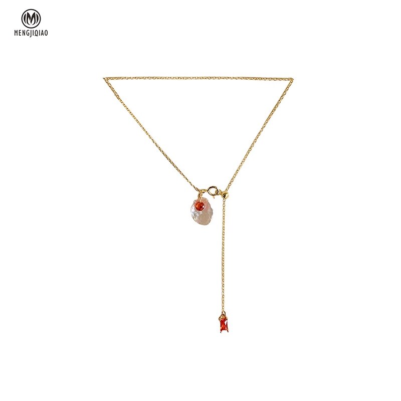 Mengjiqiao Japan Koreaanse Elegante Zoetwater Parel Choker Voor Vrouwen Meisjes Mode Rode Kristal Ketting Bijoux Colares Sieraden
