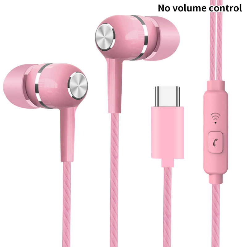 Mobile Phone Wired Headphones In-ear Simple With Mic TYPE-C Silicone Ear Tips Business Wired Headset Heavy Bass Music Earphone: PURPLE
