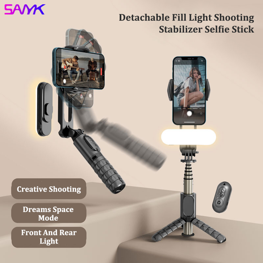 SANYK-estabilizador de cardán antivibración para teléfono, palo de Selfie inalámbrico con Bluetooth, Q09, Mini trípode de cardán de mano para teléfonos inteligentes