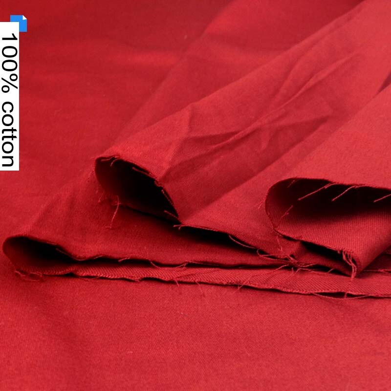 Tela de cetim vermelha de algodão 45cmx45cm, tecido dyed de sarja, tecido de pano fino de patchwork para costura, tecidos de material de pano