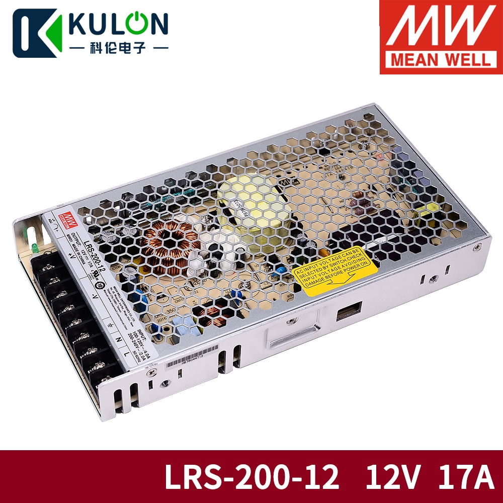 Original Mean well LRS-200-12 AC/DC single output 200W 17A 12V Meanwell Switching Power Supply LRS-200