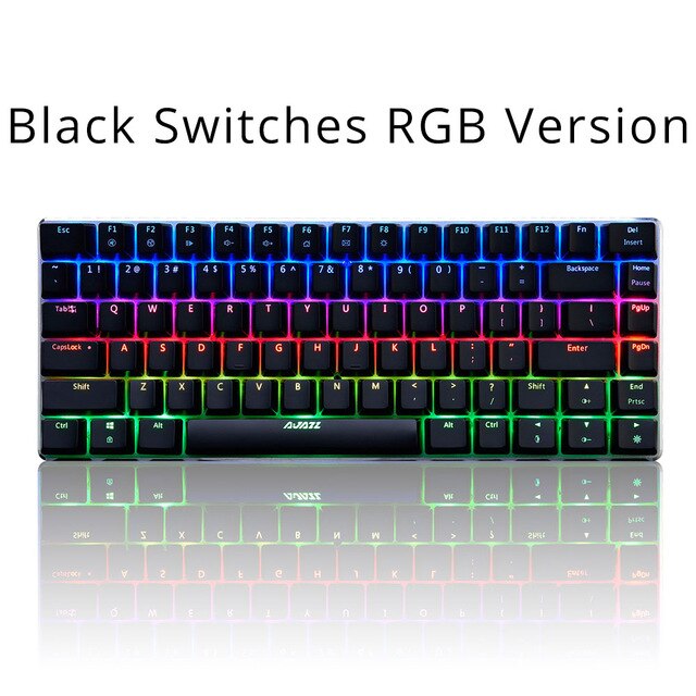 AJAZZ AK33 Keyclick clavier mécanique jeu e-sport LED clavier coloré 82 touches USB filaire anti-images fantômes pour ordinateur portable de bureau: Black Switches RGB