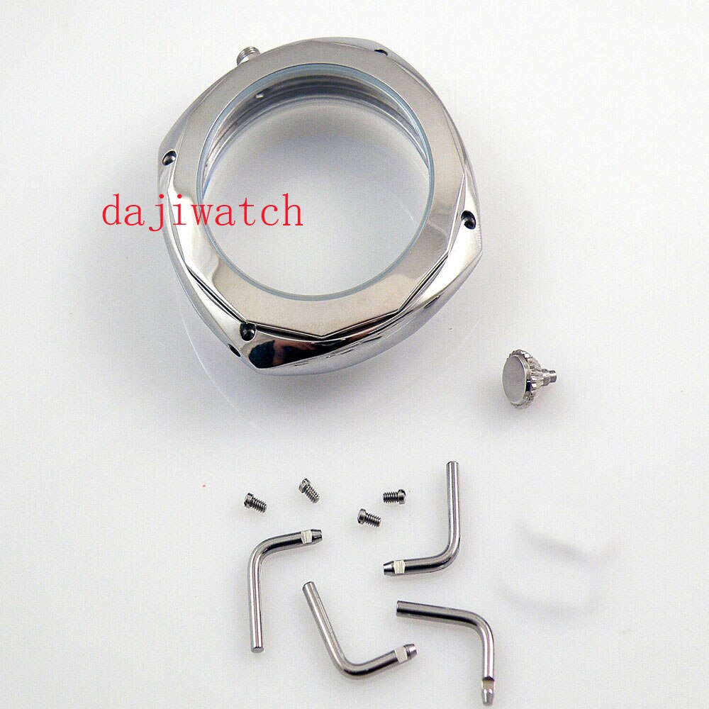 45mm Radiomir Style Polished Steel watch Case Fit ETA 6497/6498 ST 36 Movement