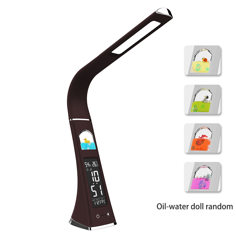 LED-Schreibtischlampe mit Kalender, Temperatur, Wecker, berühren-Dimmung, Augenschutz, Tischlampe, wiederaufladbar, USB-Leseschreibtischleuchten: Gelb