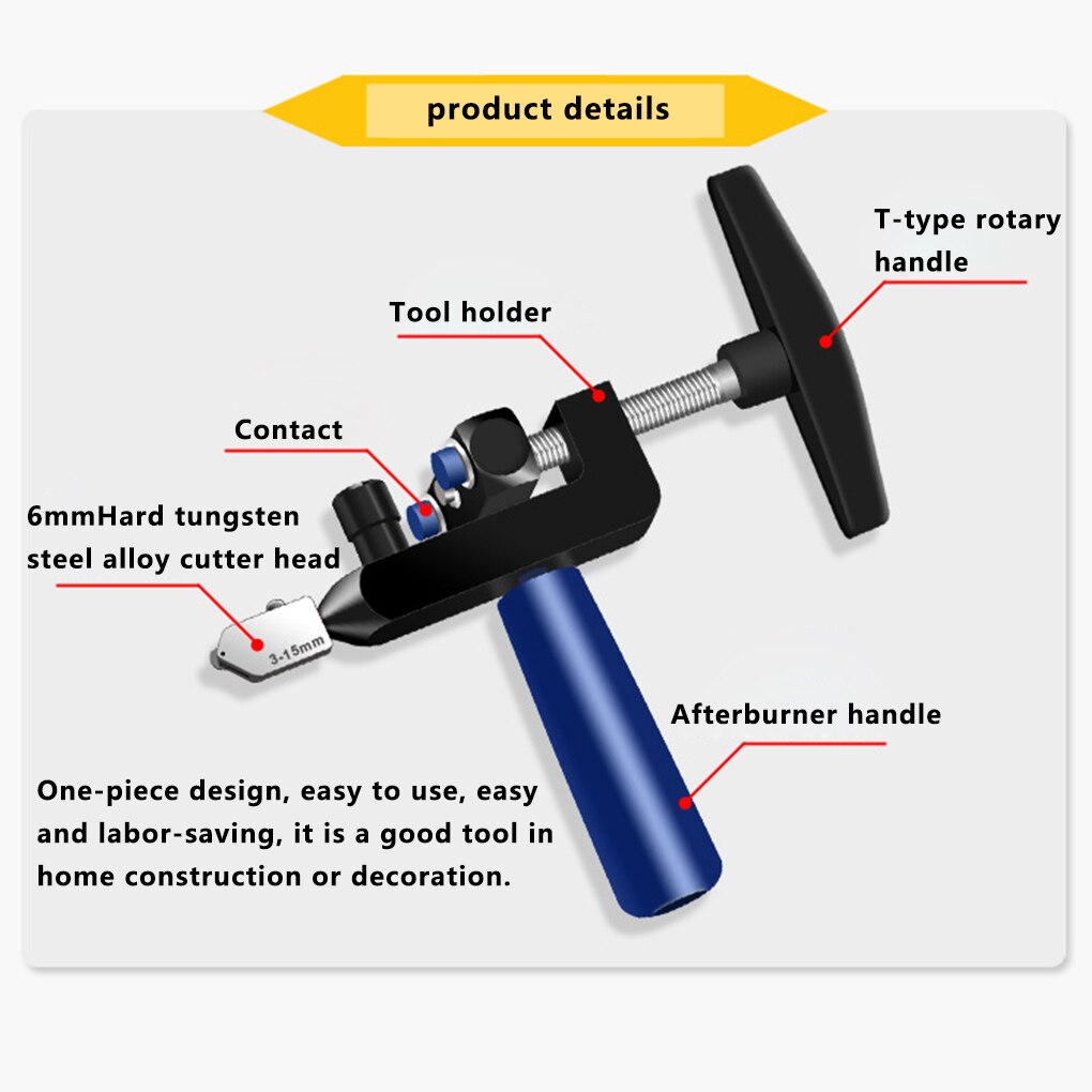 8PCS Easy Glide Glass Tile Cutter 2 In 1 Ceramic Tile Glass Cutting One-piece Cutter Portable Cutter Tool