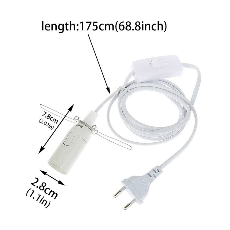1.8m netledning kabel  e14 lampefødder eu stik med kontakt tråd til vedhæng led pære  e14 hanglamp suspension fatningsholder
