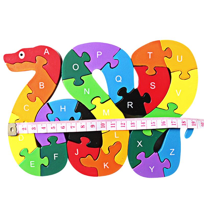 Kinderen Houten Puzzel Speelgoed Kinderen Educatief Speelgoed Puzzel Letters 26 Letters Alfanumerieke Mooie Snake Vorm Houten Puzzel