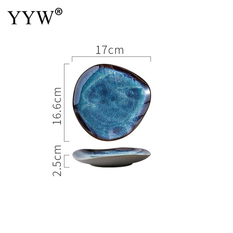 2 unids/lote horno vajilla de cerámica vidriada cambiante Ramen de forma Irregular plato aperitivo de la placa de la cena de porcelana vajilla conjunto: 11