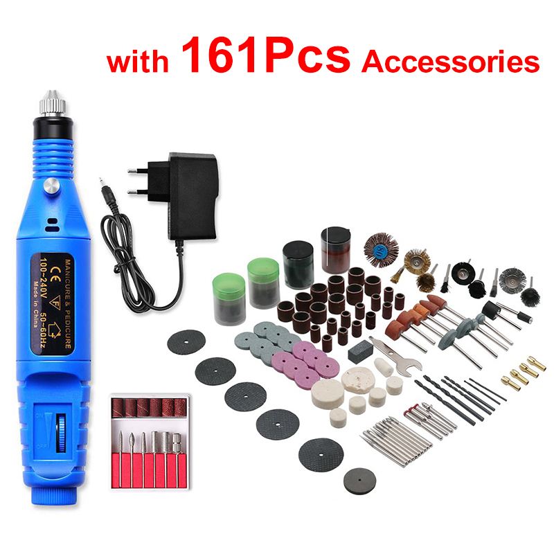 20000r/min Electric Grinder Mini Grinder Engraving Pen Rotary Tool Kit Trimming Polishing Micro Drilling Tool With 161Pcs/105Pcs: Drill with 161Pcs