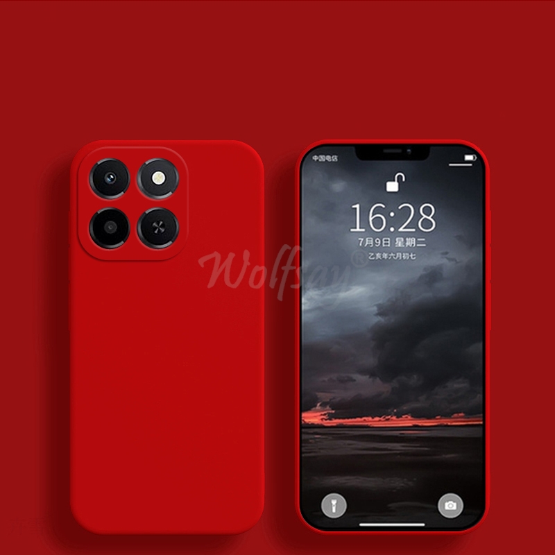 For Honor X6C Case Liquid Silicone Plain Rubber TPU Funda Cover Honor X6C Case Phone Protector Cover Honor X6C Case: Pink