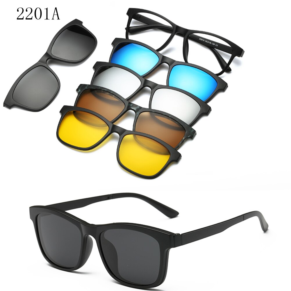 RUISIMO 5 lenes Magnet Sonnenbrille Clip Gespiegelt Clip auf Sonnenbrille clip auf gläser Männer Polarisierte Nach Rezept Myopie: CT2201A