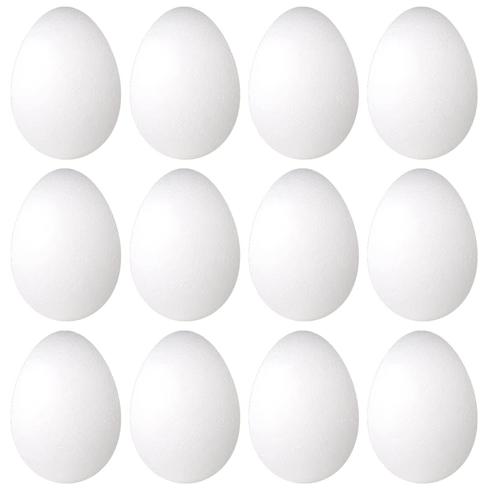 12 Pack 3 Inch Easter Foam Egg White Styrofoam Egg Craft Egg Foam Natural Polystyrene Egg Foam Handmade Egg Ball
