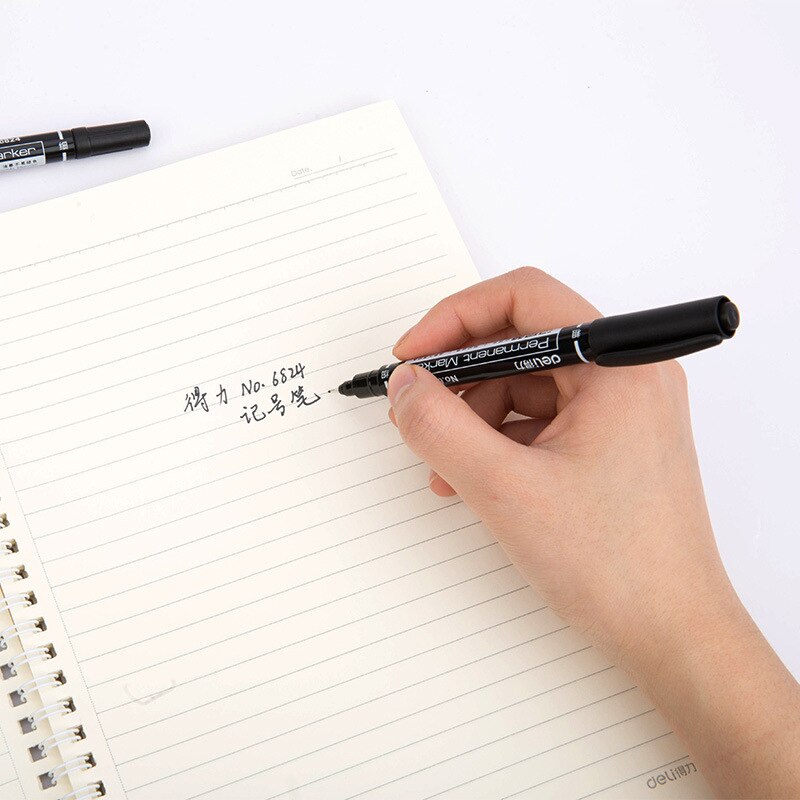 9pcs Permanent Markers dual tip 0.5mm/1mm Nib Black blue red Art Marker Pens Student School Office Supplies Student Stationery