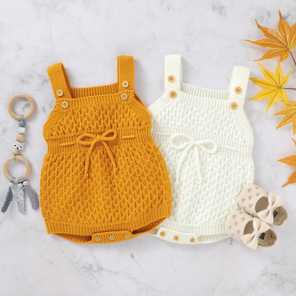 Tricot chandails body pour bébé couleur unie sans manches hiver tricot barboteuse fille garçons bouton tricot chandails combinaison