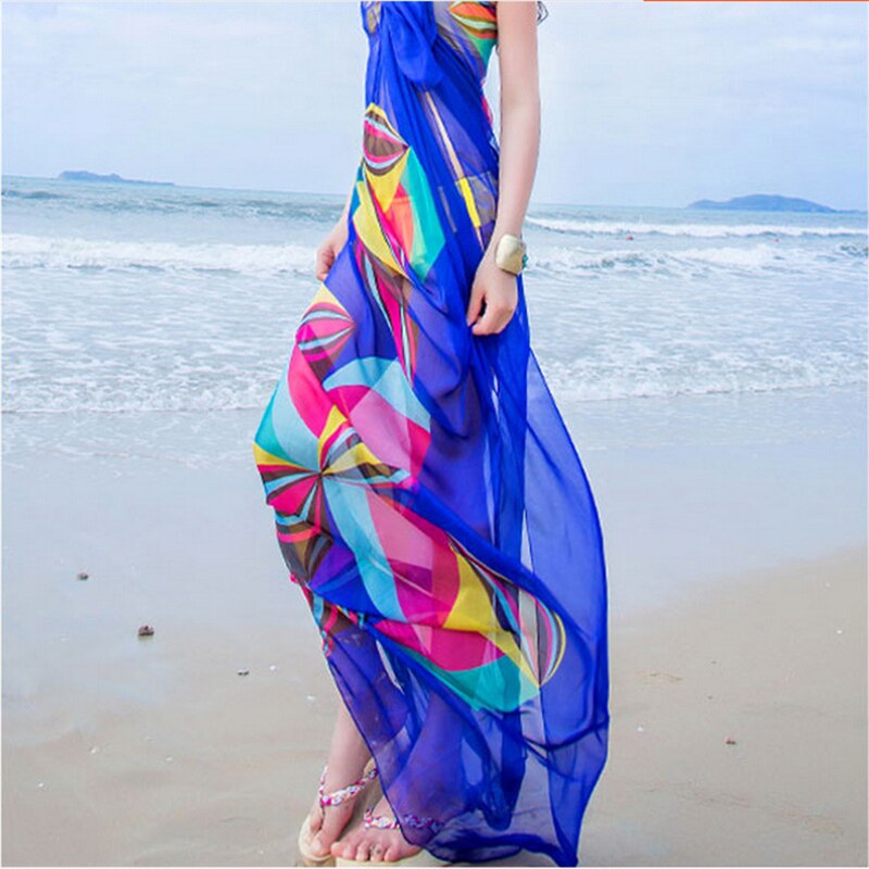 Vrouwen Bikini Beach Wear Zomer Strand Sarongs Chiffon Sjaals Geometrische Badpak Cover Up Jurk Kaftan Sarong: Default Title