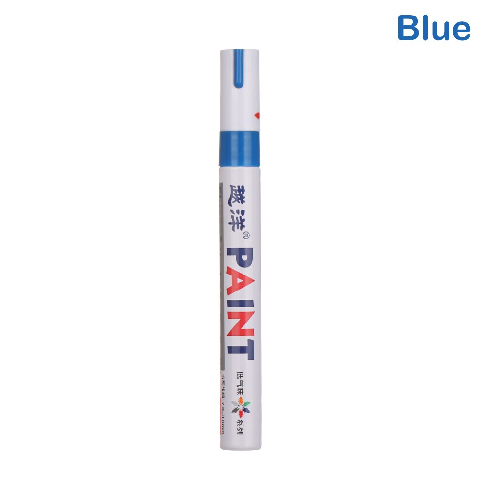 12 kleuren Waterdichte Auto Tyre Loopvlak Rubber Paint Pen Permanente Verf Marker Pennen Graffti Kras Reparatie Applicator Tool: Blauw