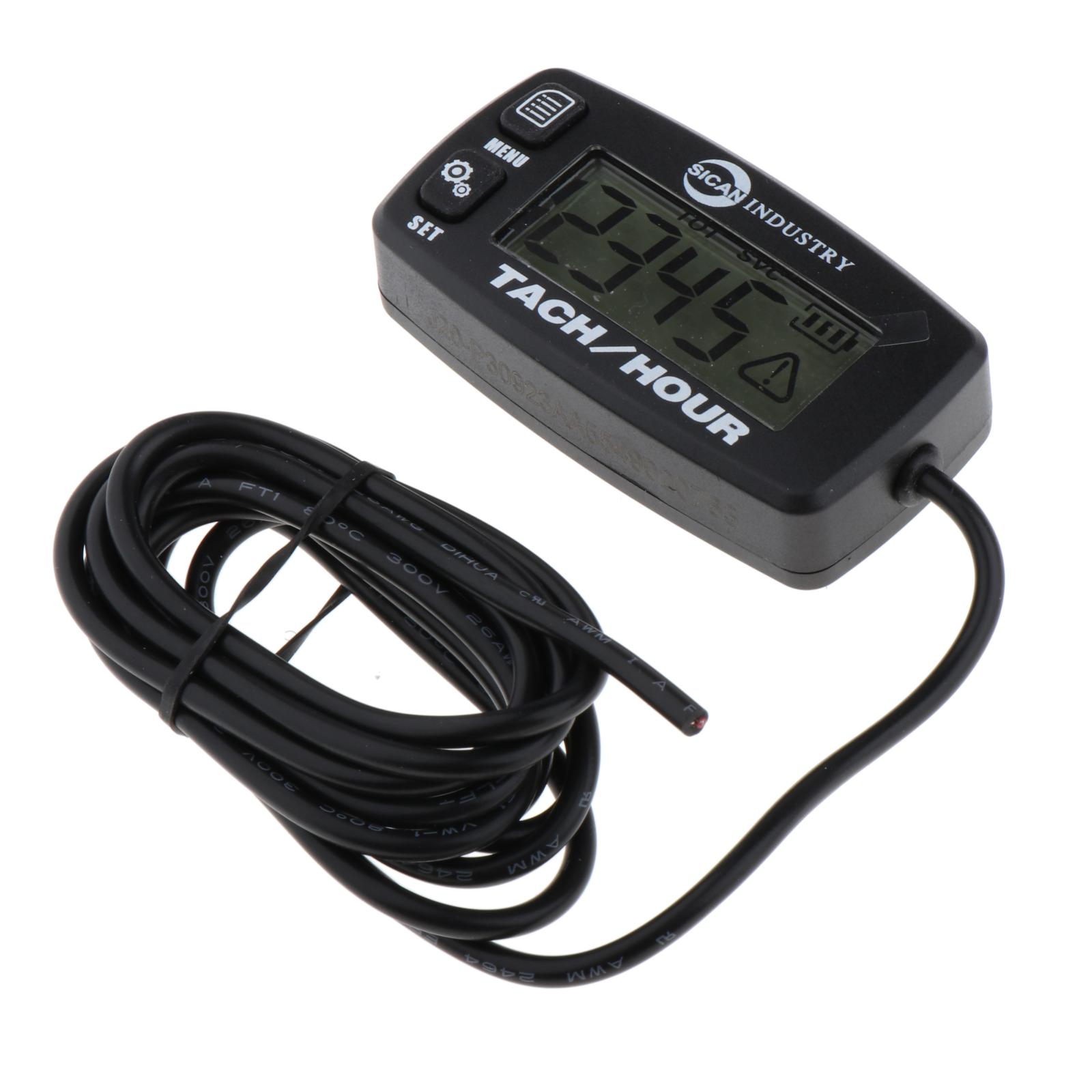 High Precision Backlit Digital Tach Hour Meter Tachometer for 2/4 Stroke Engine
