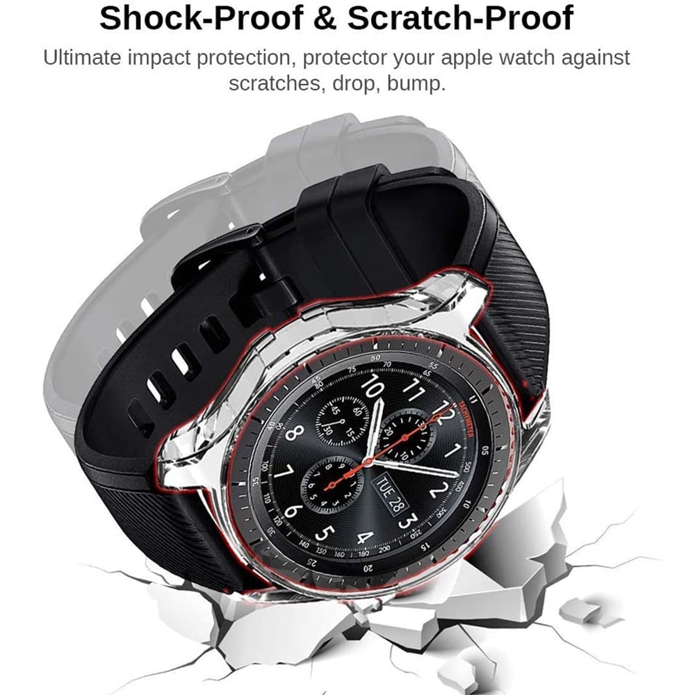 2 + 1 paquete para Samsung Gear S3 frontier Classic galaxy Watch 46mm funda + Protector de pantalla película de vidrio templado funda de parachoques