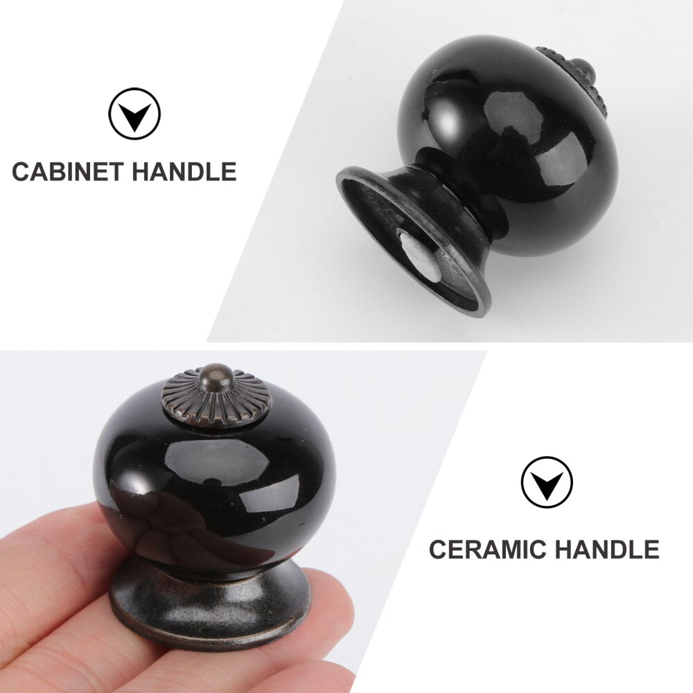 5pcs Round Ceramic Kitchen Cupboard Cabinet Drawer Door Knobs Handles (White)