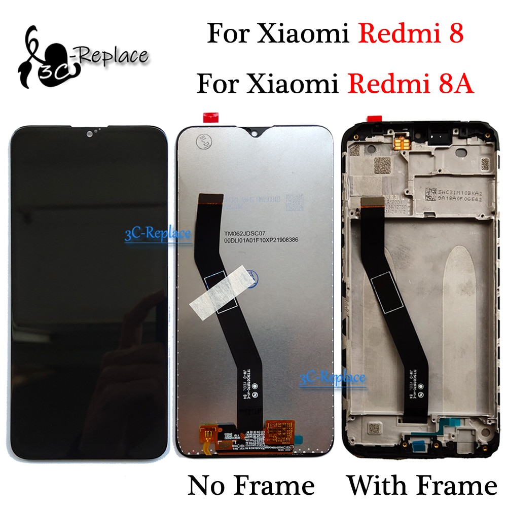 Black 6.2 inch For Xiaomi Redmi 8 / Redmi 8A Global LCD DIsplay Touch Screen Digitizer Assembly Replacement / With Frame