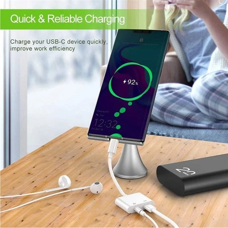 Type-C Digital Adapter DAC Decoding To 3.5mm Adapter Cable USB Shield Call Type C Adapter 2 In 1 Suitable for Huawei/Xiaomi