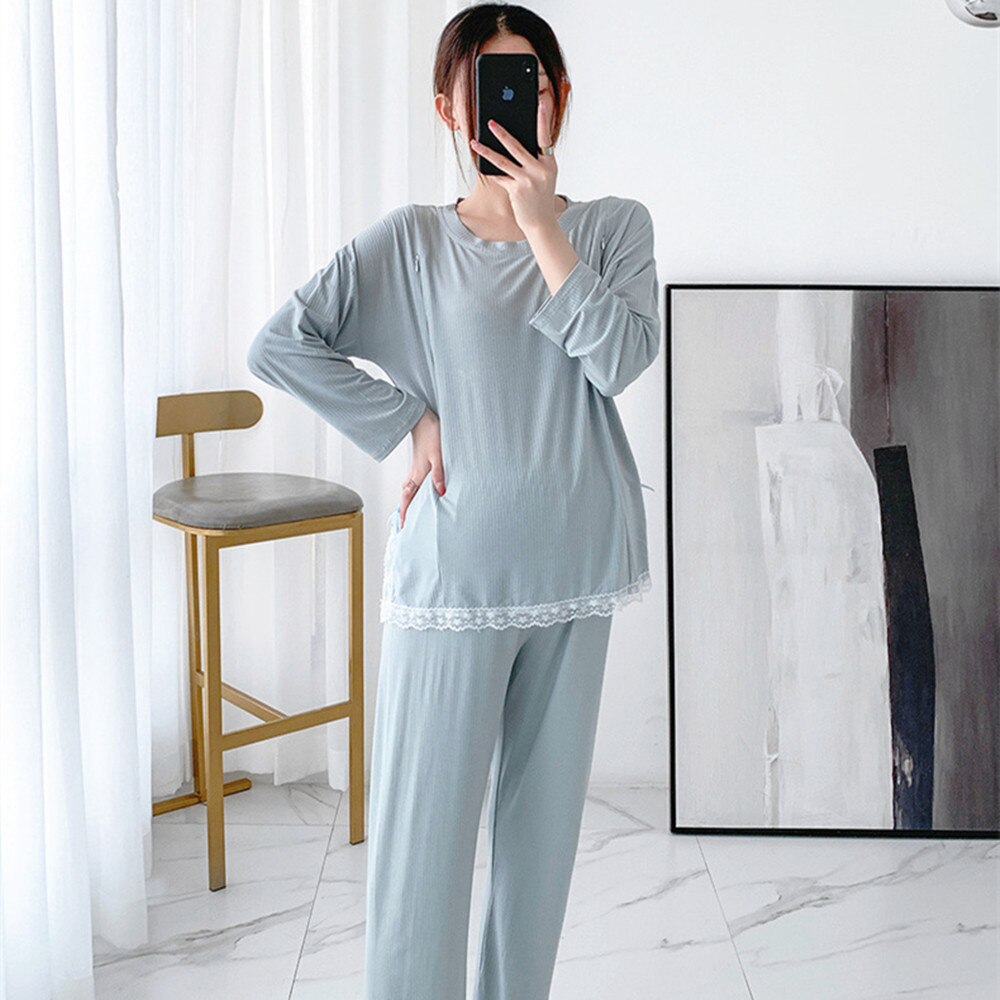 iClosam Pyjama voor dames, winter, katoen, pyjama, warm, V-hals, nachtkleding, 2-delig, comfortabel, met bovendeel met lange mouwen en geruite