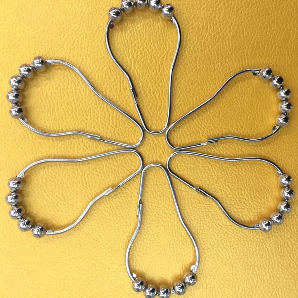 12pcs Shower Curtain Solid Glide Metal Rings Rustproof Shower Curtain Ring Hooks for Bathroom Shower Rods Curtains