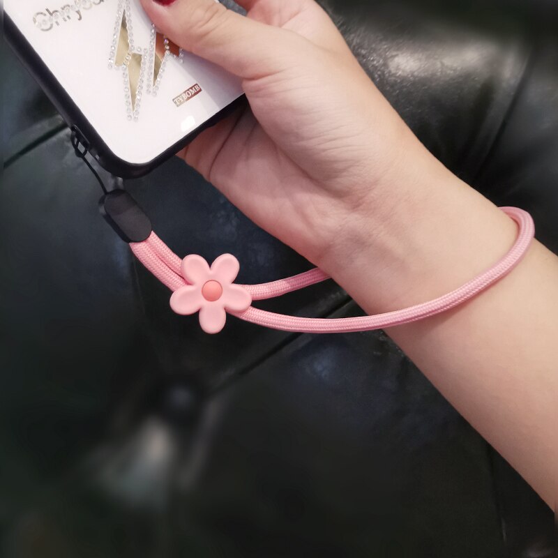 Flower Bracelet Wrist Strap Short Braid Phone Lanyard for iphone 12 13 huawei redmi xiaomi Samsung Camera GoPro String Holders