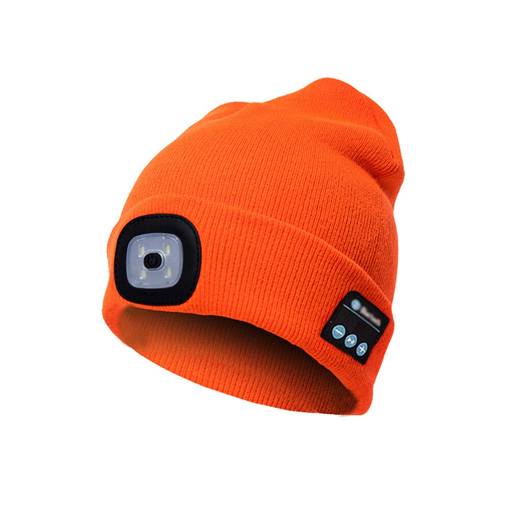 Berretto Bluetooth con sciarpa berretto in maglia ricaricabile Bluetooth con cappello a mani libere senza fili regalo di natale per uomo e donna: Orange opp