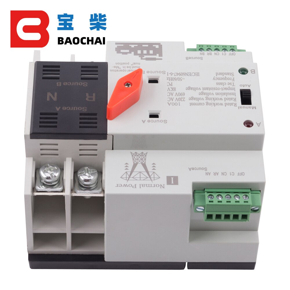 W2R 2P 100A 220V Mini ATS Power Automatische Omschakeling Elektrische Selector Smart Switches Controller generator deel