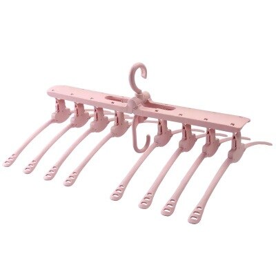 8 Fish Bones Foldable Clothes Dryer Drying Clothing Rack Hangers For Tumble Kids/Bady Outdoor Hanging Laundry Stand Telescopic: Pink-1pcs