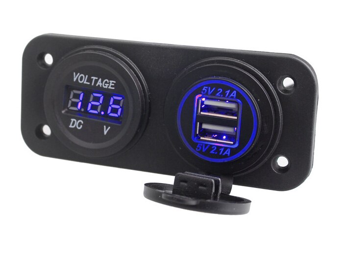 Motorfiets Marine 4.2A + Blauw Diafragma Dual USB + 12 V LED Digitale Voltmeter Panel