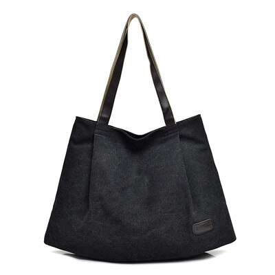 Leinwand Einkaufstasche Frauen Handtasche Schulter Taschen Messenger Tasche Casual Hobos Bolsa Weibliche Feminina Große Kapazität: Black