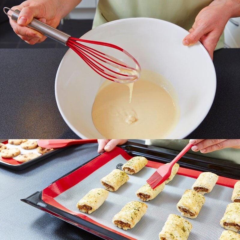 Utensilios de cocina de silicona higiénicos, espátula giratoria de revestimiento sólido grande, espátula pequeña, herramienta de cocina-35, 5 uds.