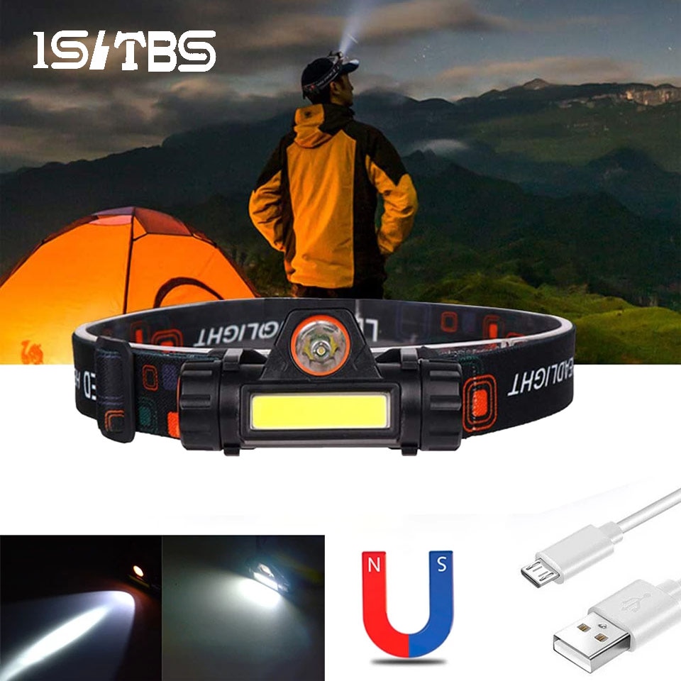 ledet hodelykt supersterk hodelykt kolbe+xpe utendørs vanntett innebygd usb oppladbart batteri camping fiske turlys