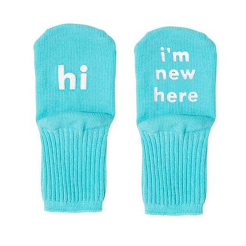 Coral Fleece Baby Anti Slip Floor Socks Autumn Winter Newborn Warm Thick Newborn Girl Boy Infant Indoor Sock letter printed: Blue