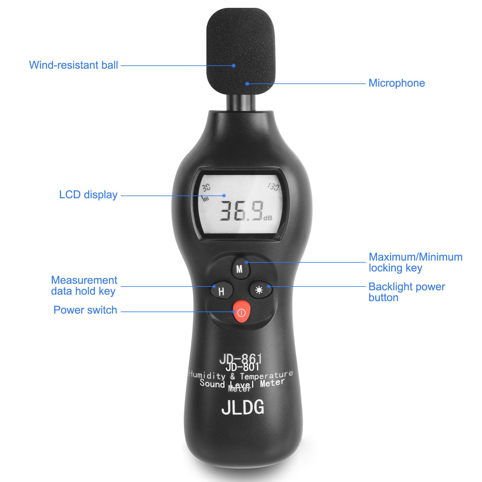 3db-130db Decibel Meter Sound Level Meter Digital Noise Meter Handheld Digital Sound Level Reader with Backlight