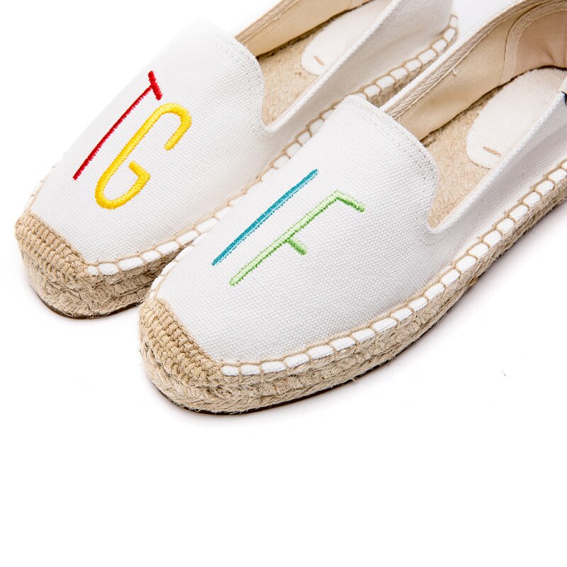 verano bordado TGIF lienzo Alpargatas mujeres pisos Insta Estilo De vacaciones alpargata plataforma Zapatos Alpargatas De Mujer