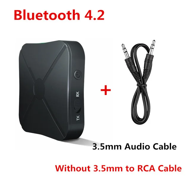 KN319 receptor transmisor Bluetooth 2 en 1 convertidor receptor de Audio estéreo adaptador inalámbrico con RCA 3,5 MM AUX para coche TV PC: Negro