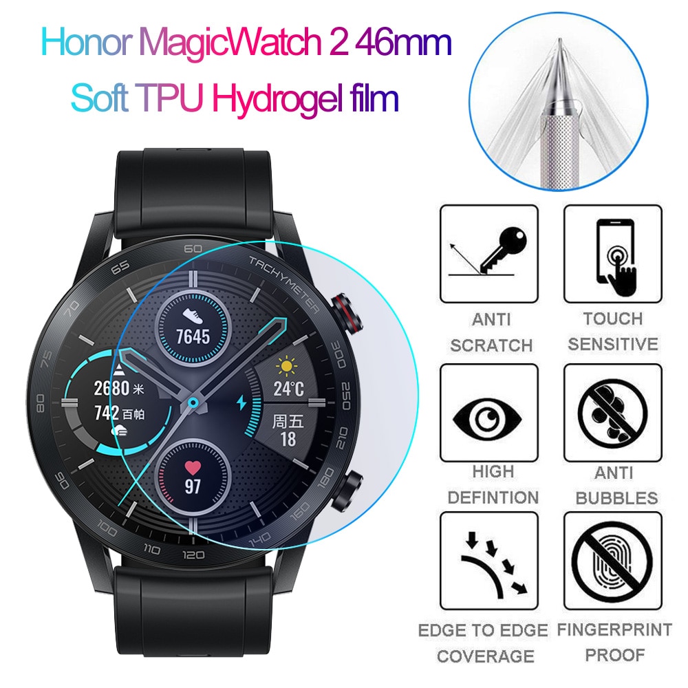 Blød tpu hydrogel film fuld cover ur skærmbeskytter til honor magic watch 2 46mm smart watch tilbehør